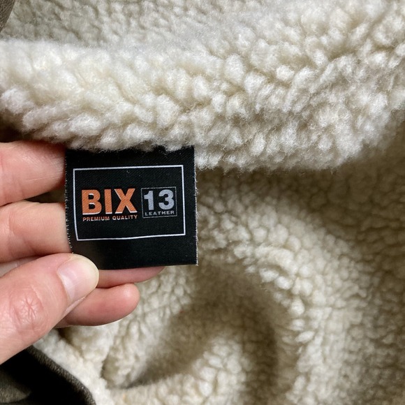 NWOT BIX13 Men's 46 Premium Quality Leather Coat Tom Hardy Bane Faux Shearling - Picture 8 of 16